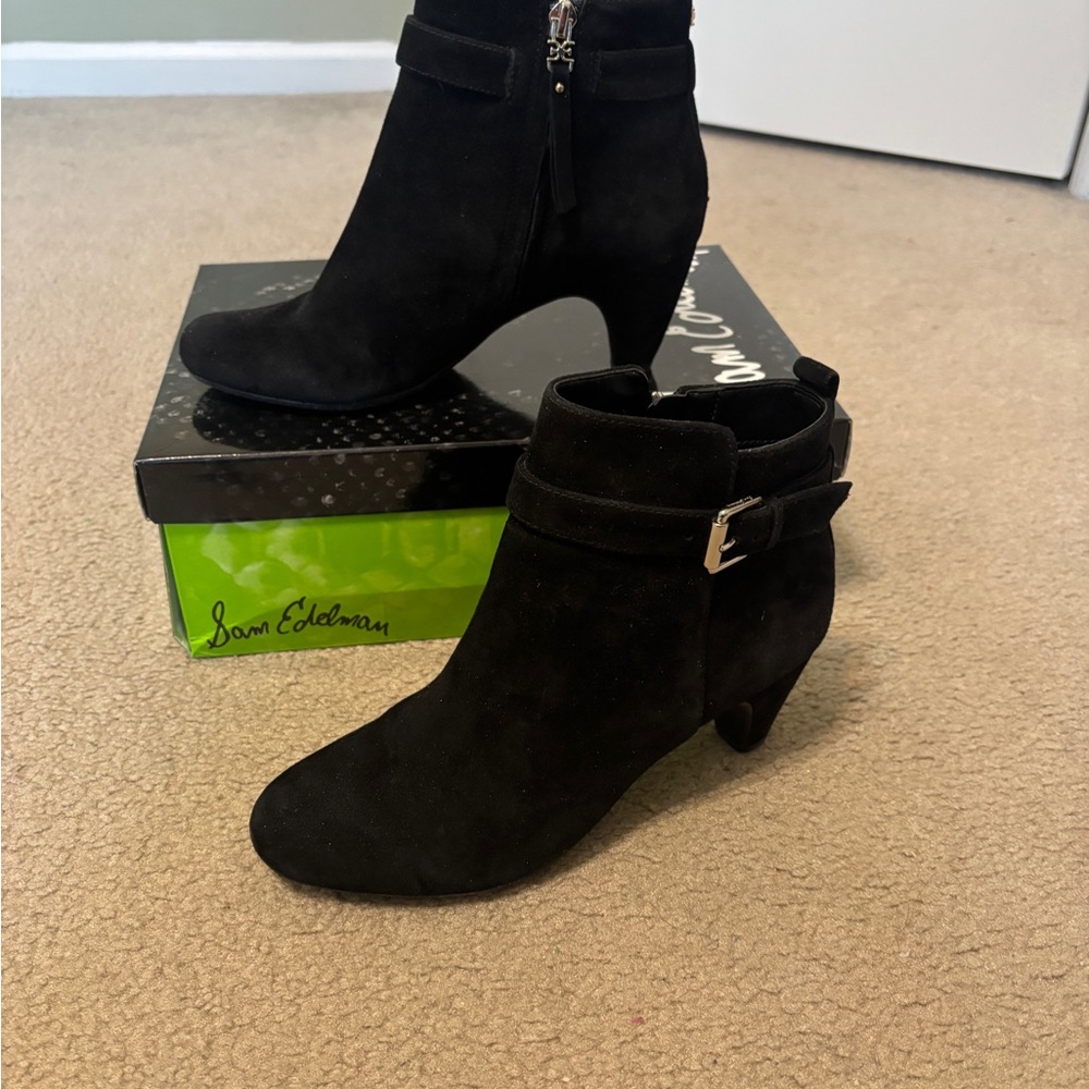 Sam Edelman Black Suede Ankle Boots